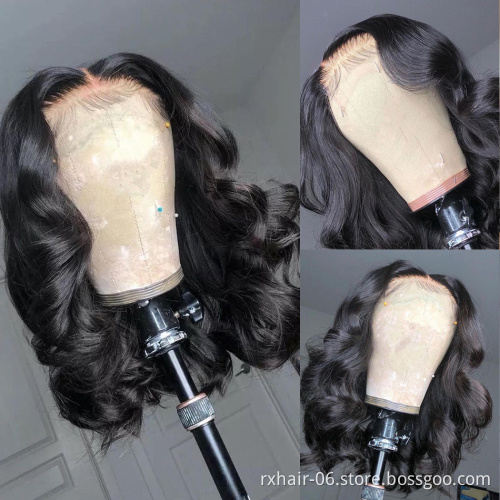 Wholesale 13x4 Lace Front Body Wave Bob Wigs,Pre Plucked With Baby Hair Ocean Wave Wig,150% Short Bob Human Hair Wigs For Women
